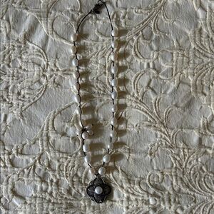 Silpada- Elegant Pearl Necklace with Floral Pendant